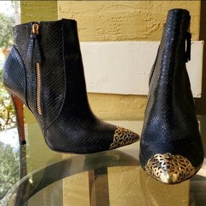 Alice + Olivia Donnie Snakeskin Booties